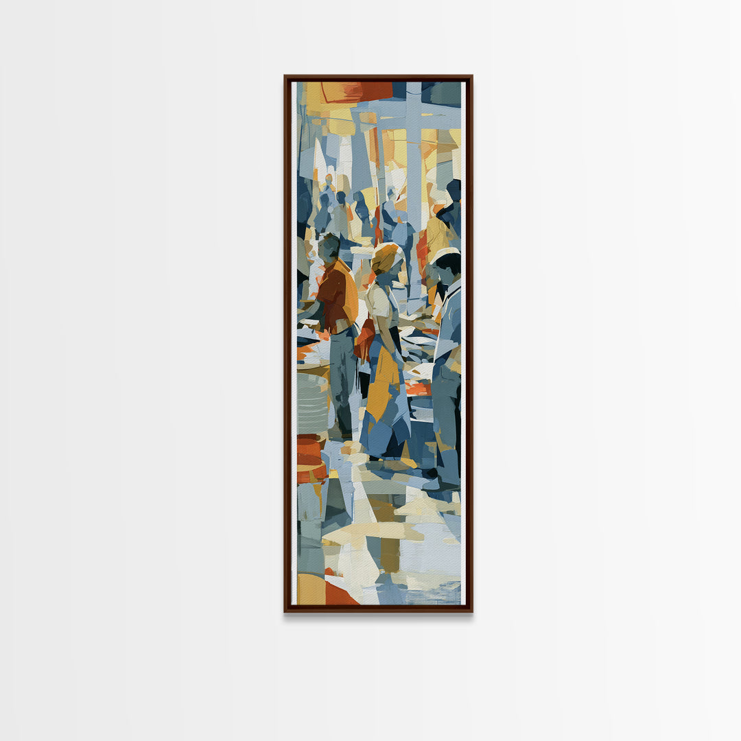 Fish Market Scene Canvas Print, Expressionist Art, Boho Decor, Living Room Decor, Fine Art, Expression, Digital Prints, EXP-1x3-82