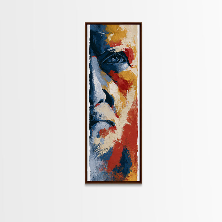 Emotional Portrait with Bold Red and Blue Canvas Print, Expressionist Art, Contemporary Art, Living Room Decor, Expression, EXP-1x3-86