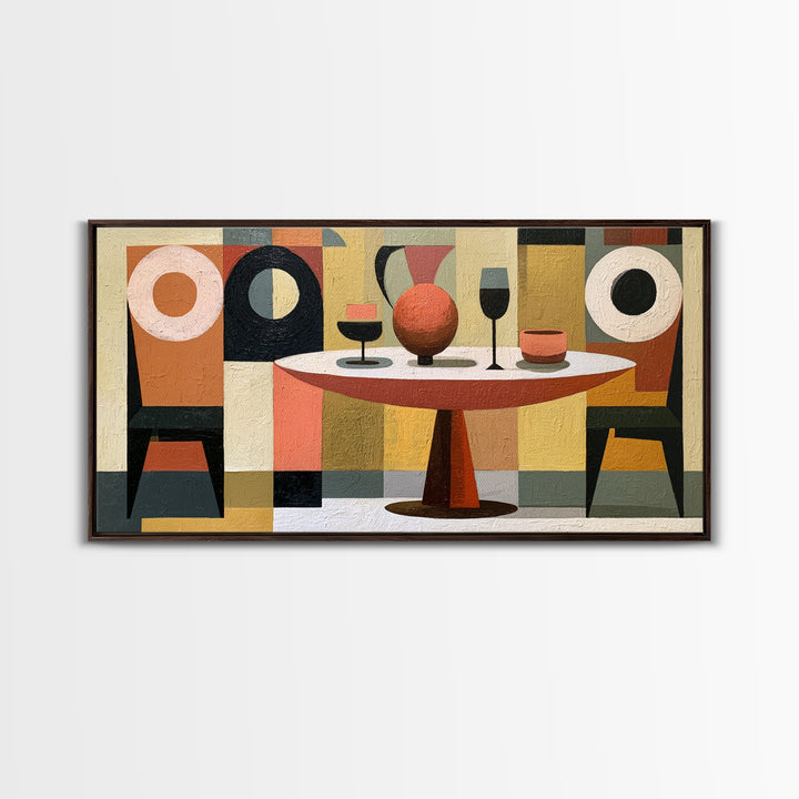 Lonely Caf Table Framed Canvas Print, Expressionist Art, Printable Wall Art, Living Room Decor, Fine Art, Expression, EXP-2x1-25