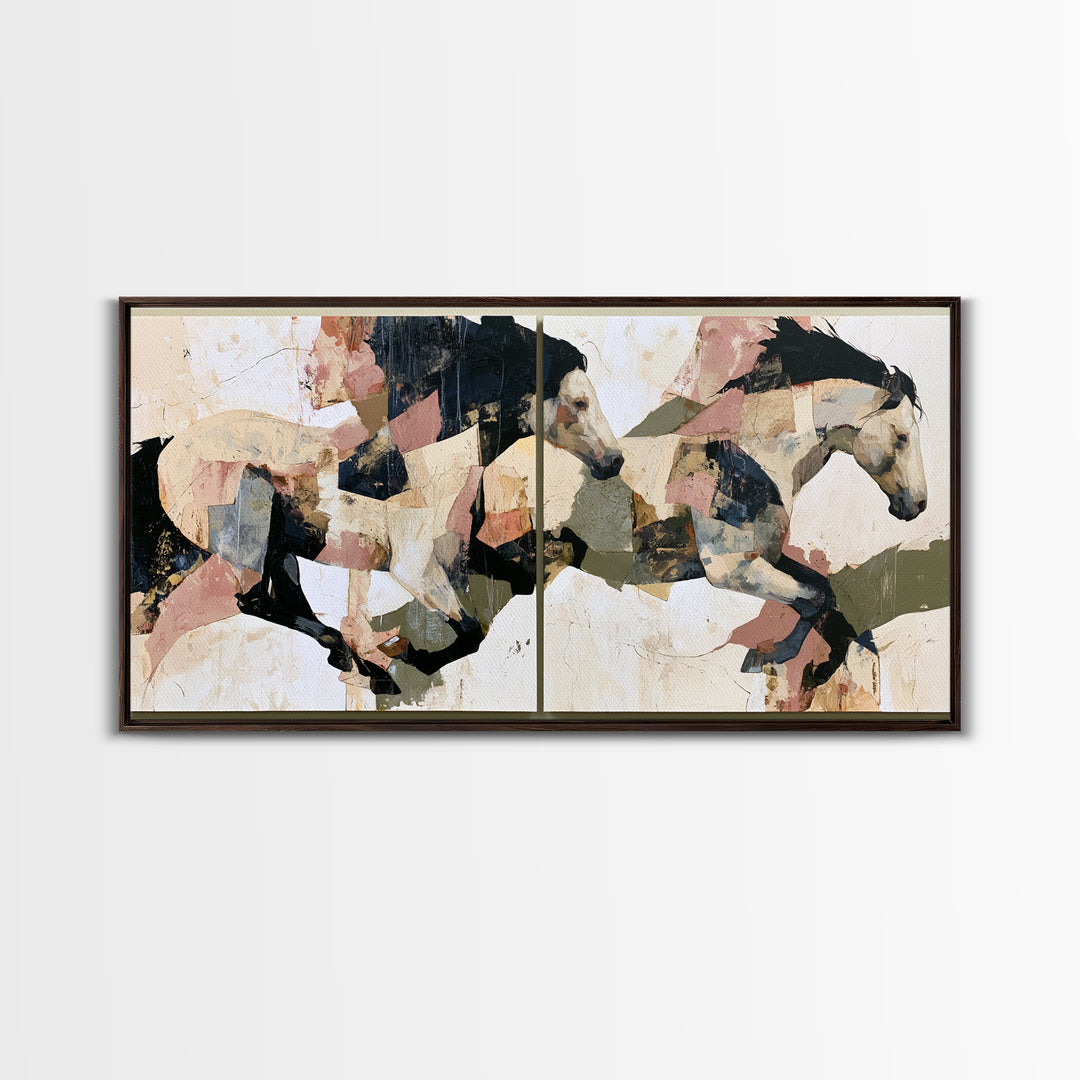 Expressionist Horse in Motion with Wild Mane Canvas Print, Expressionist Art, Minimalist Decor, Living Room Decor, Expression, EXP-2x1-30