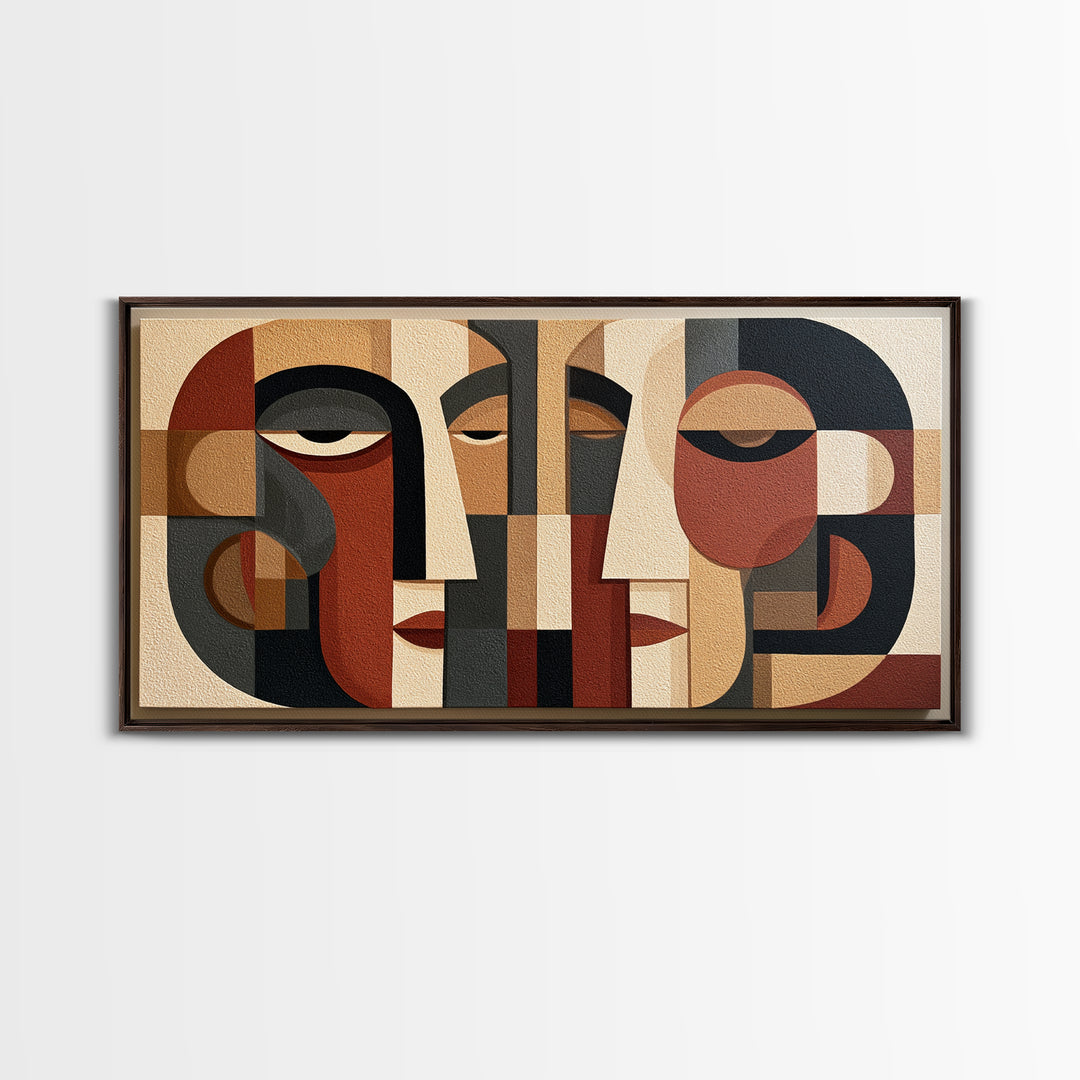 Abstract Face Split by Contrasting Emotions Canvas Print, Expressionist Art, Large Wall Art, Living Room Decor, Expression, EXP-2x1-31