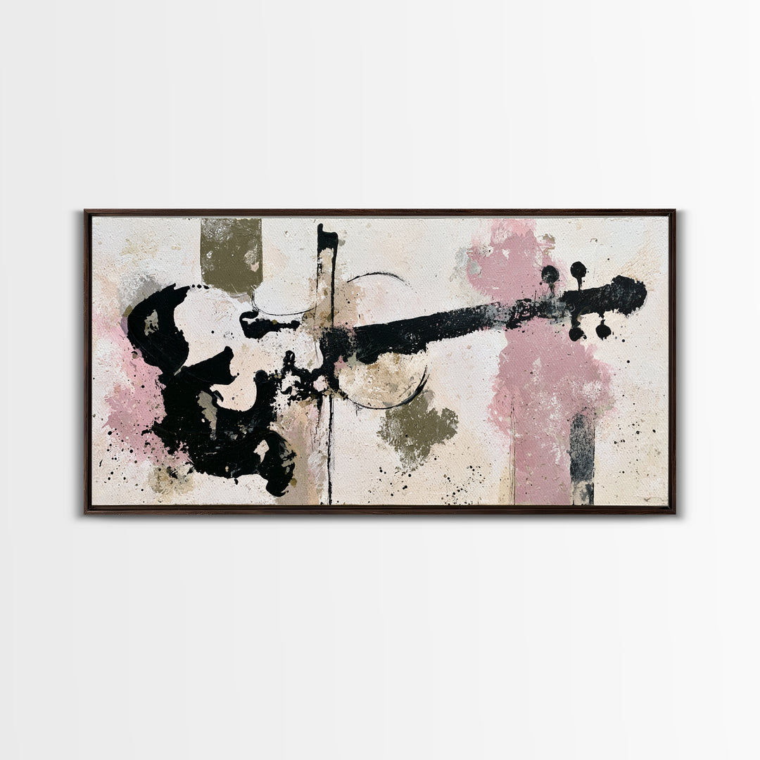 Violinist Painted in Electric Brush Marks Framed Canvas Print, Expressionist Art, Painting, Living Room Decor, Expression, EXP-2x1-33