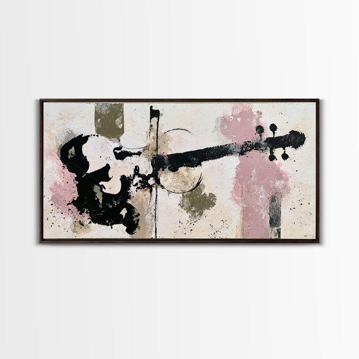 Violinist Painted in Electric Brush Marks Framed Canvas Print, Expressionist Art, Painting, Living Room Decor, Expression, EXP-2x1-33