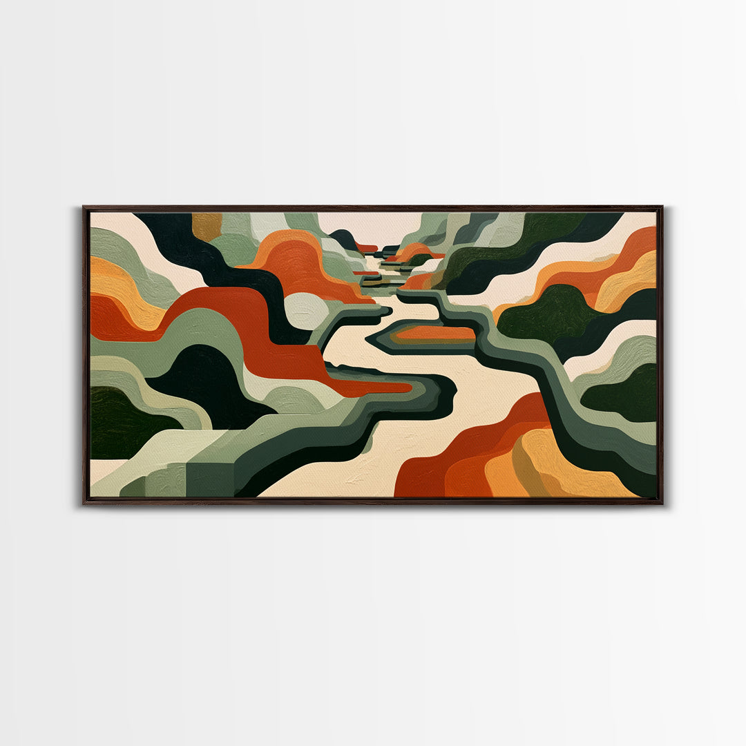 Garden Path with Thick Green and Orange Canvas Print, Expressionist Art, Contemporary Art, Living Room Decor, Expression, EXP-2x1-34