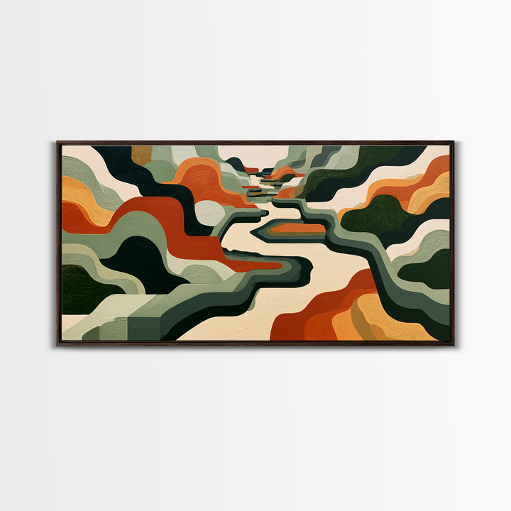 Garden Path with Thick Green and Orange Canvas Print, Expressionist Art, Contemporary Art, Living Room Decor, Expression, EXP-2x1-34