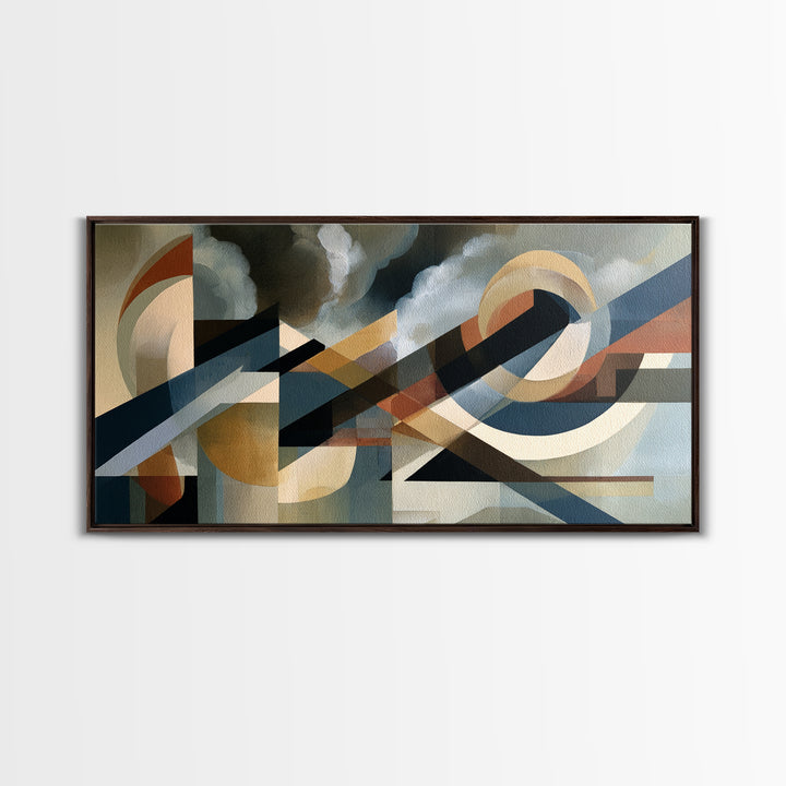Storm Clouds Above Sharp Black Rooftops Framed Canvas Print, Expressionist Art, Wall Art, Living Room Decor, Oil Painting, EXP-2x1-35