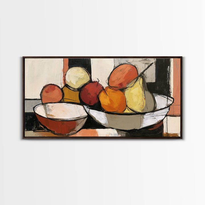 Bold Still Life of Fruit Framed Canvas Print, Expressionist Art, Digital Prints, Living Room Decor, Abstract Art, Expression, EXP-2x1-37