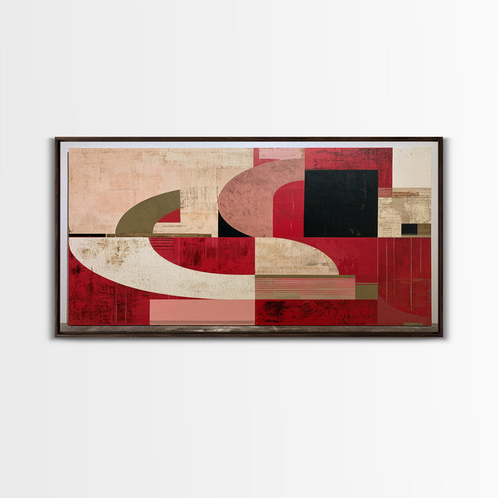 Red Room Interior Abstraction Without Realistic Furniture Canvas Print, Expressionist Art, Digital Art, Living Room Decor, EXP-2x1-39