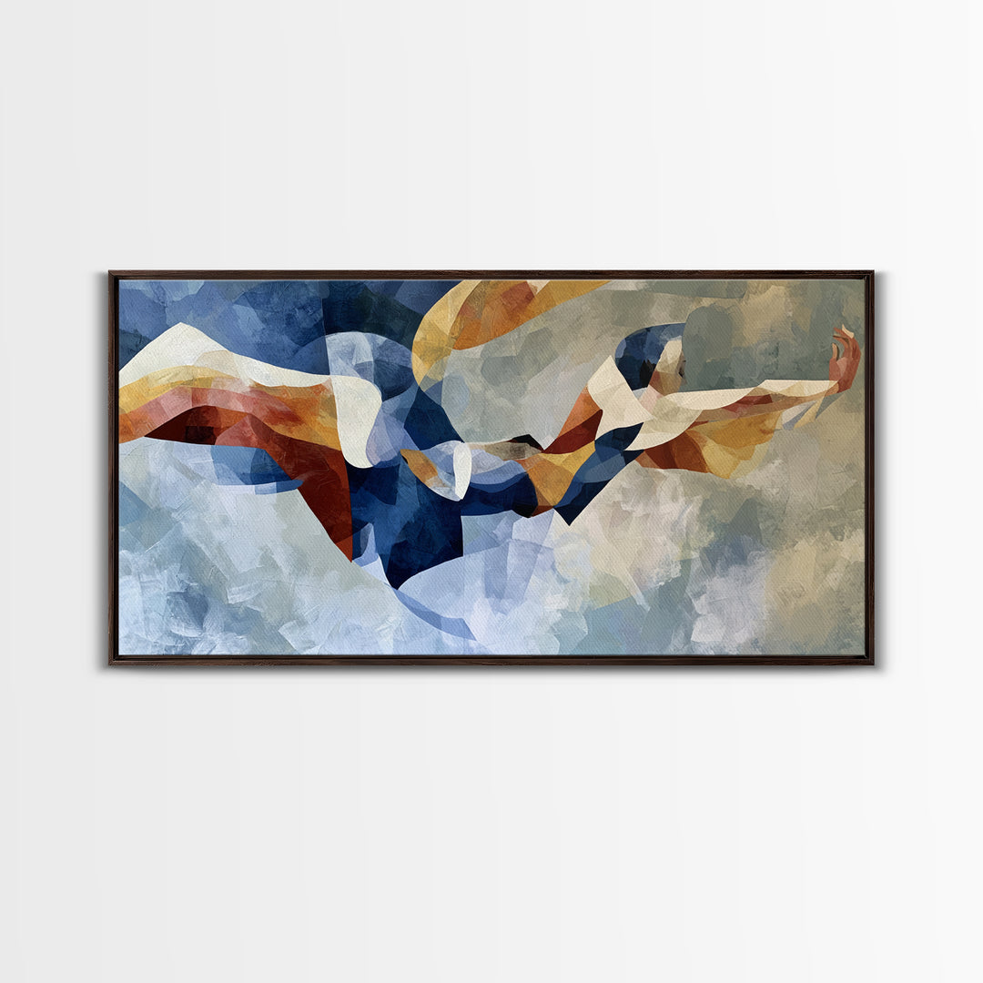 Dancer Figure Fractured into Vibrant Movement Canvas Print, Expressionist Art, Painting, Living Room Decor, Expression, EXP-2x1-48