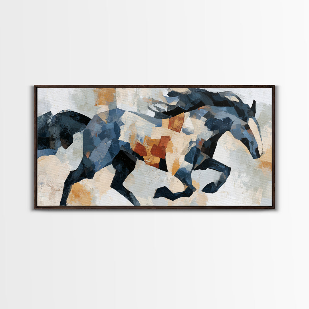Expressionist Horse in Motion with Wild Mane Canvas Print, Expressionist Art, Painting, Living Room Decor, Fine Art, Expression, EXP-2x1-54