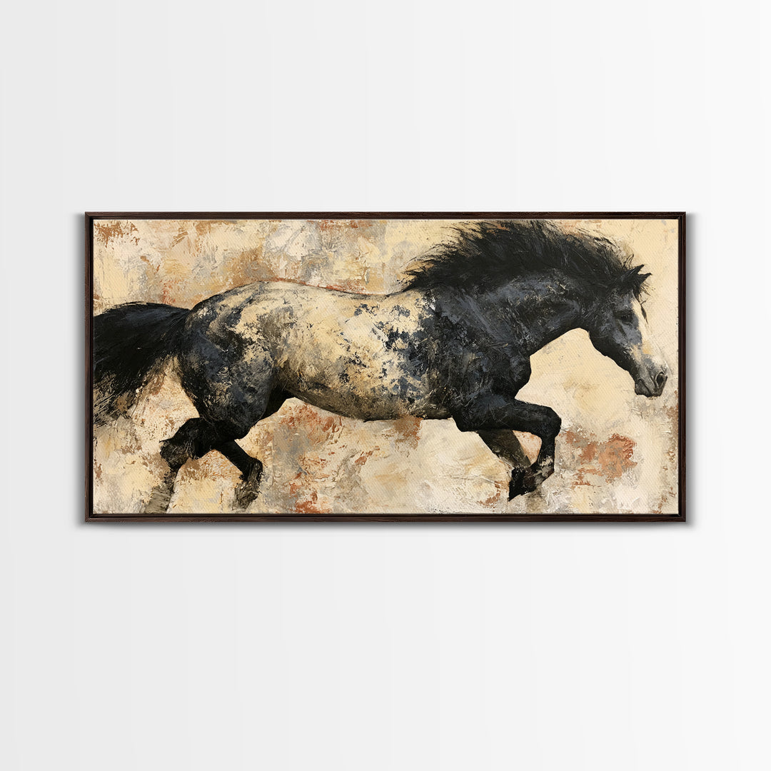 Expressionist Horse in Motion with Wild Mane Canvas Print, Expressionist Art, Minimalist Decor, Living Room Decor, Expression, EXP-2x1-6