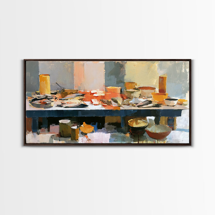 Fish Market Scene Canvas Print, Expressionist Art, Home Decor, Living Room Decor, Abstract Art, Expression, Canvas Art, EXP-2x1-66