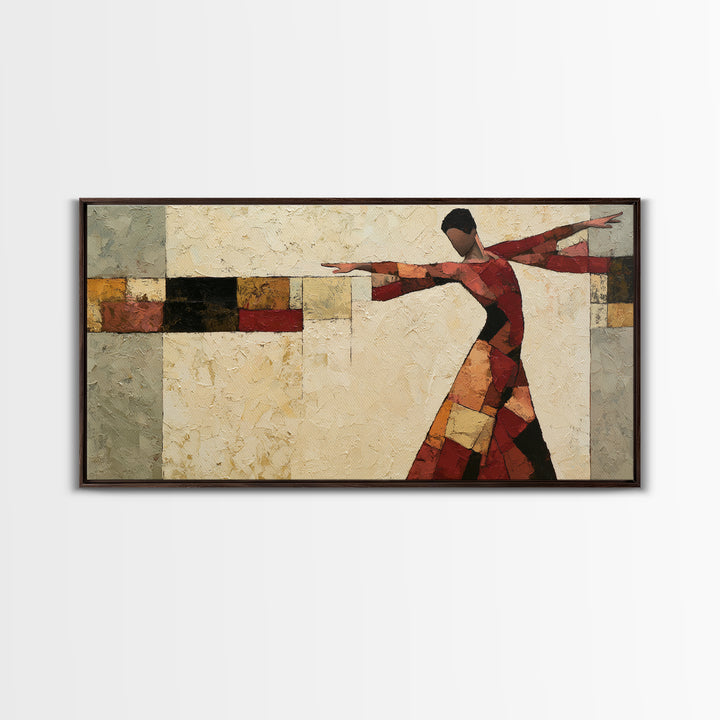 Dancer Figure Fractured into Vibrant Movement Canvas Print, Expressionist Art, Digital Wall Art, Living Room Decor, Expression, EXP-2x1-72