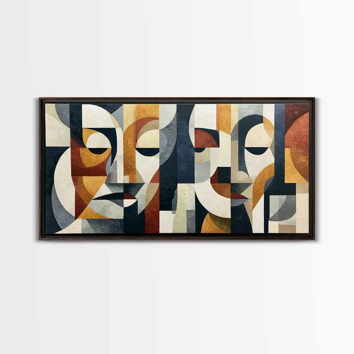 Abstract Face Split by Contrasting Emotions Canvas Print, Expressionist Art, Downloadable Prints, Living Room Decor, Expression, EXP-2x1-79
