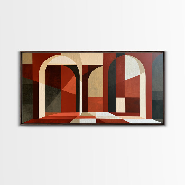 Red Room Interior Abstraction Without Realistic Furniture Canvas Print, Expressionist Art, Modern Art, Living Room Decor, EXP-2x1-87