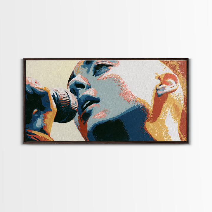 Portrait of a Singer Framed Canvas Print, Expressionist Art, Canvas Art, Living Room Decor, Expression, Moody Wall Art, EXP-2x1-88