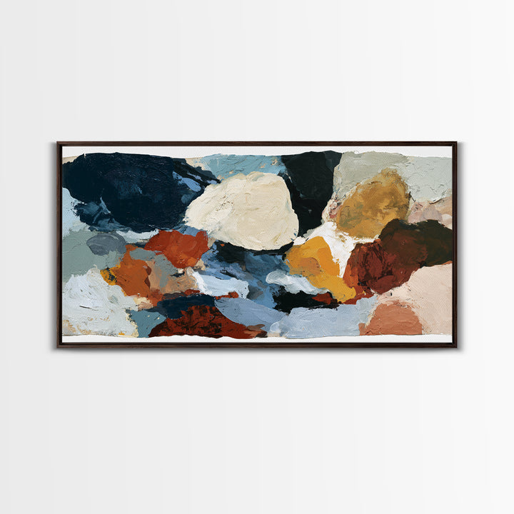 Stormy Landscape Painted Framed Canvas Print, Expressionist Art, Neutral Decor, Living Room Decor, Oil Painting, Expression, EXP-2x1-95
