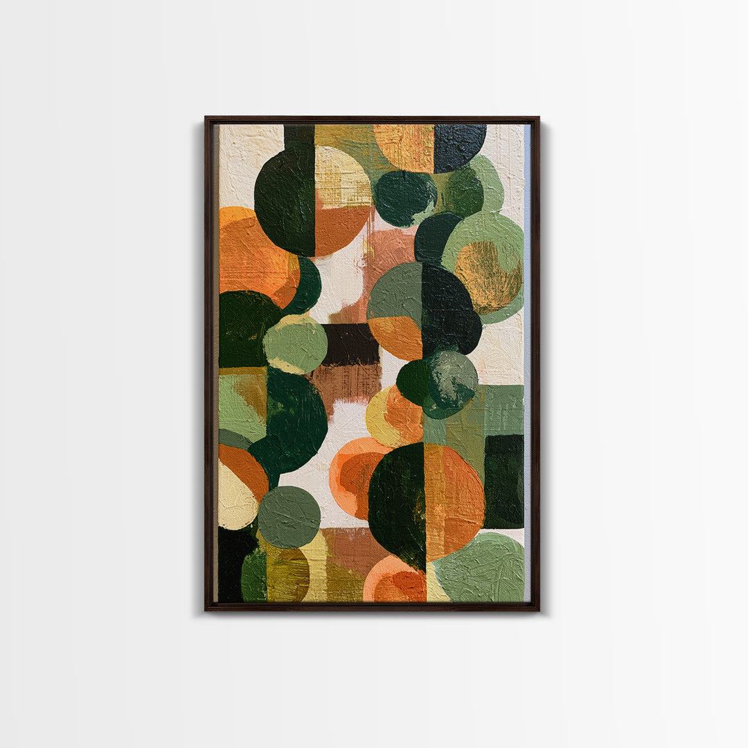 Garden Path with Thick Green and Orange Framed Canvas Print, Expressionist Art, Art, Living Room Decor, Fine Art, Expression, EXP-2x3-22