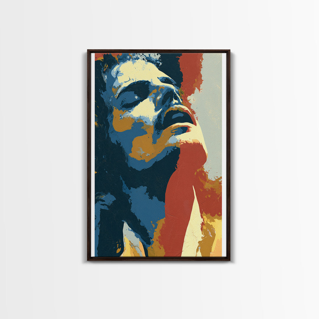 Portrait of a Singer Framed Canvas Print, Expressionist Art, Contemporary Art, Living Room Decor, Fine Art, Expression, EXP-2x3-4