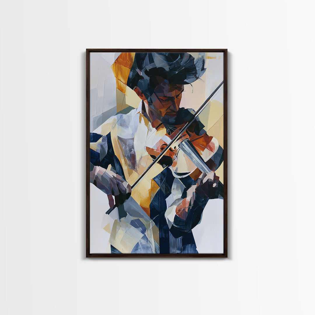 Violinist Painted in Electric Brush Marks Canvas Print, Expressionist Art, Abstract Art, Living Room Decor, Expression, EXP-2x3-45