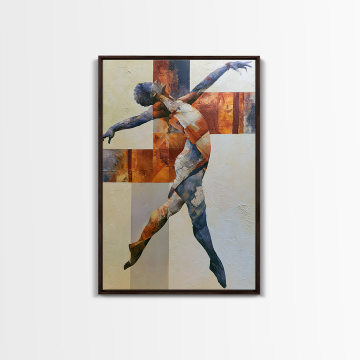 Dancer Figure Fractured into Vibrant Movement Canvas Print, Expressionist Art, Digital Wall Art, Living Room Decor, Expression, EXP-2x3-60