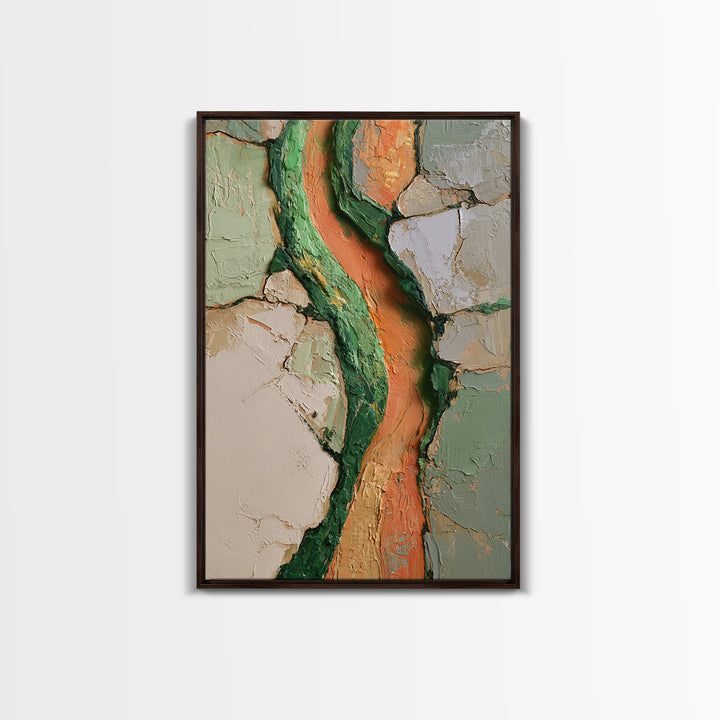 Garden Path with Thick Green and Orange Canvas Print, Expressionist Art, Canvas Art, Living Room Decor, Expression, EXP-2x3-94