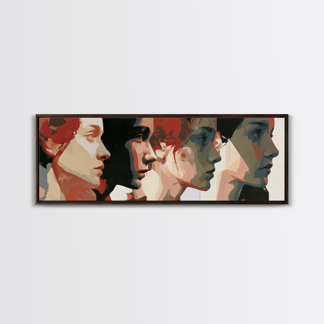 Emotional Portrait with Bold Red and Blue Framed Canvas Print, Expressionist Art, Canvas Art, Living Room Decor, Expression, EXP-3x1-18