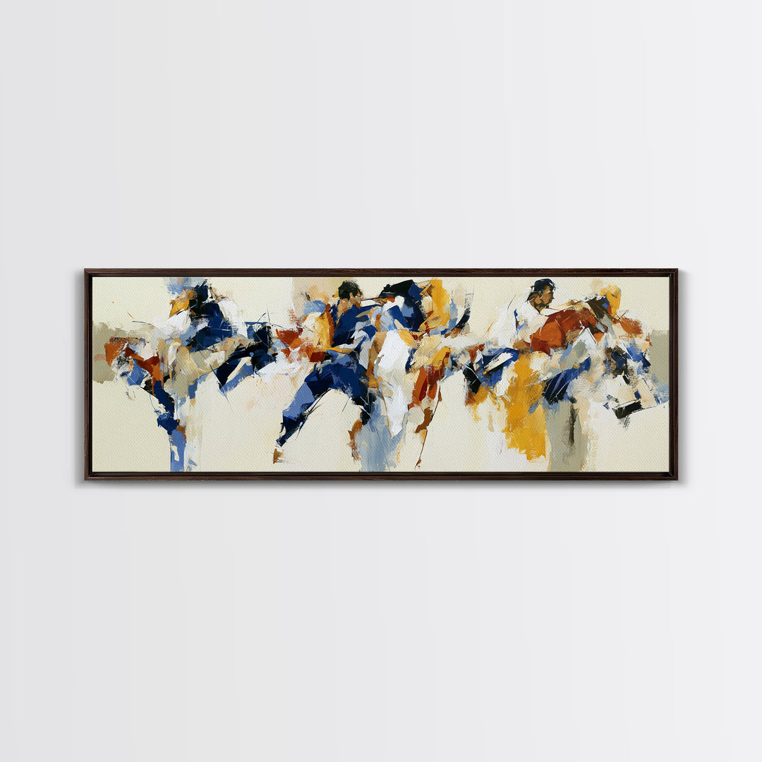 Dancer Figure Fractured into Vibrant Movement Canvas Print, Expressionist Art, Minimalist Wall Art, Living Room Decor, EXP-3x1-20