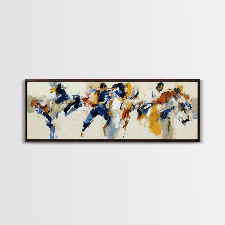 Dancer Figure Fractured into Vibrant Movement Canvas Print, Expressionist Art, Minimalist Wall Art, Living Room Decor, EXP-3x1-20