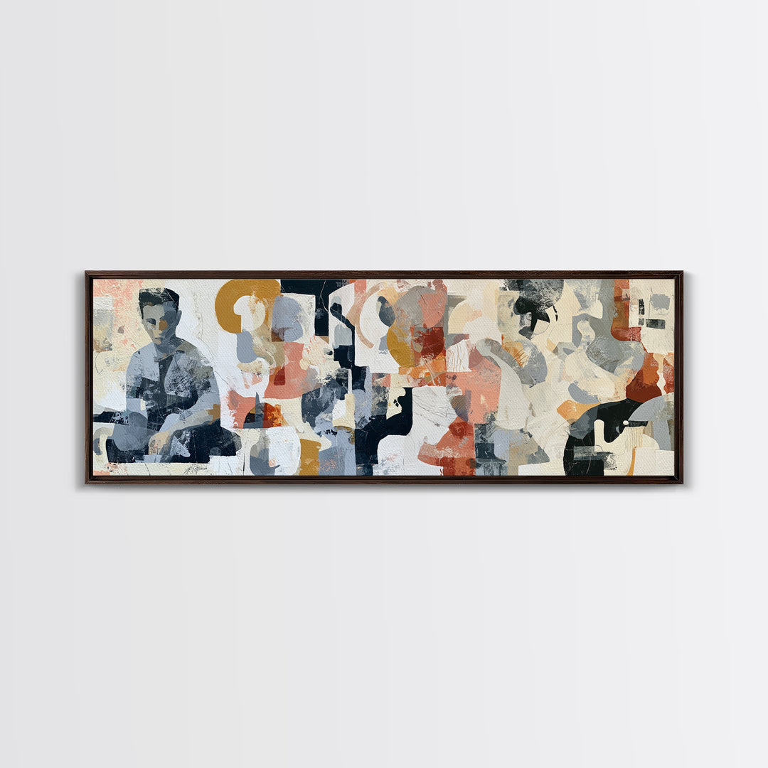 Seated Figure with Raw Gestural Outlines Framed Canvas Print, Expressionist Art, Room Decor, Living Room Decor, Oil Painting, EXP-3x1-23