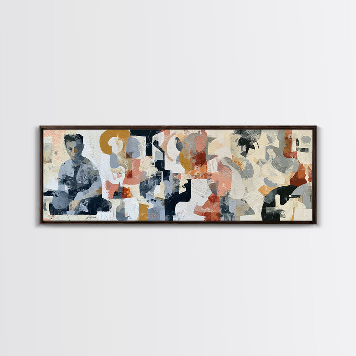 Seated Figure with Raw Gestural Outlines Framed Canvas Print, Expressionist Art, Room Decor, Living Room Decor, Oil Painting, EXP-3x1-23