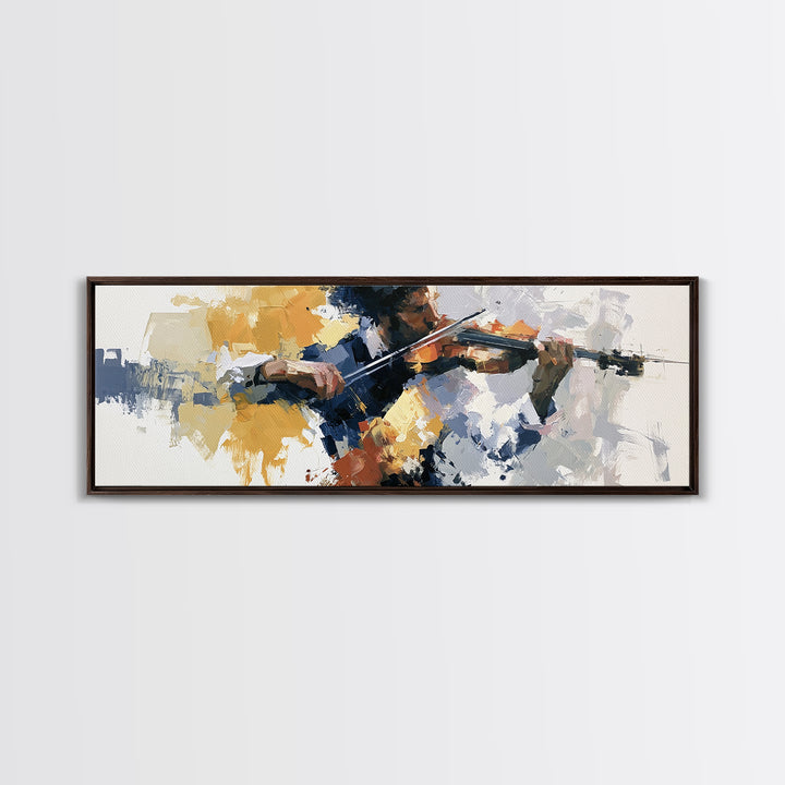 Violinist Painted in Electric Brush Marks Canvas Print, Expressionist Art, Modern Wall Art, Living Room Decor, Oil Painting, EXP-3x1-29