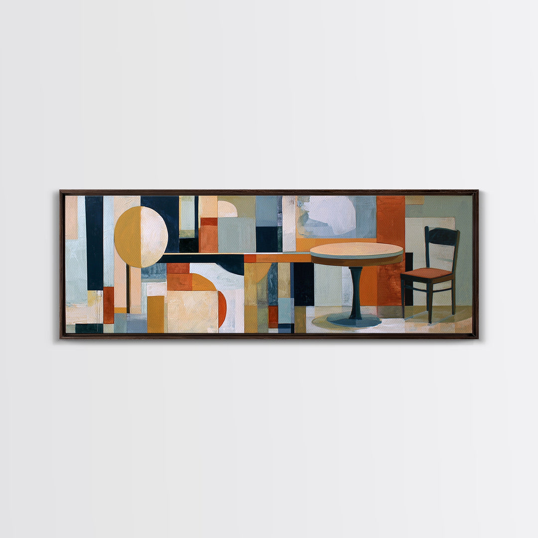 Lonely Caf Table Canvas Print, Expressionist Art, Blue Wall Art, Living Room Decor, Fine Art, Expression, Luxury Decor, EXP-3x1-45
