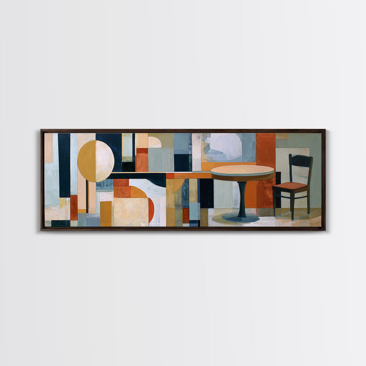 Lonely Caf Table Canvas Print, Expressionist Art, Blue Wall Art, Living Room Decor, Fine Art, Expression, Luxury Decor, EXP-3x1-45