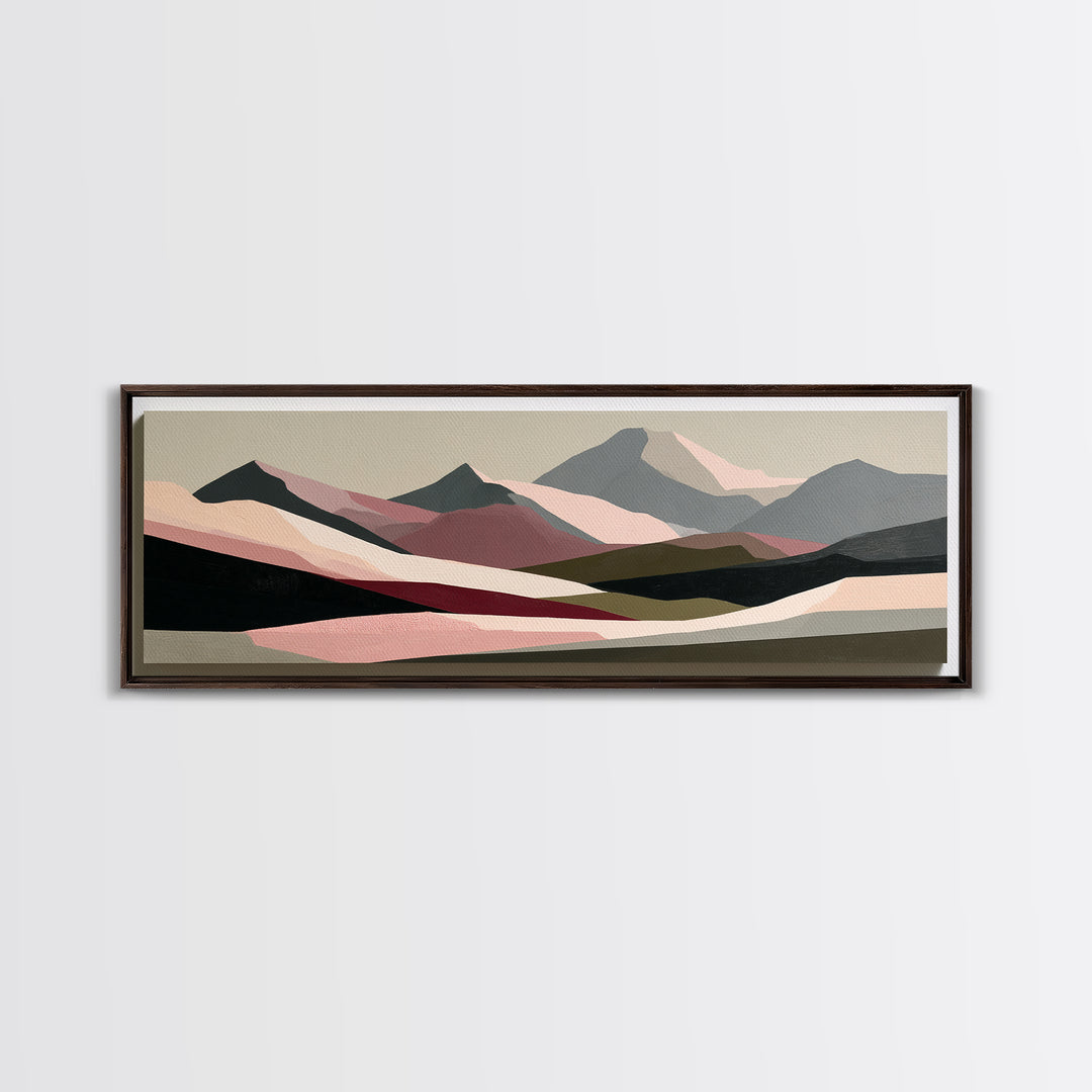 Mountain Landscape in Vibrating Color Bands Canvas Print, Expressionist Art, Gallery Wall Art, Living Room Decor, Expression, EXP-3x1-61