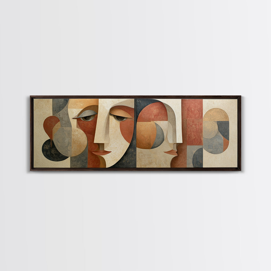 Abstract Face Split by Contrasting Emotions Canvas Print, Expressionist Art, Canvas Art, Living Room Decor, Expression, EXP-3x1-75