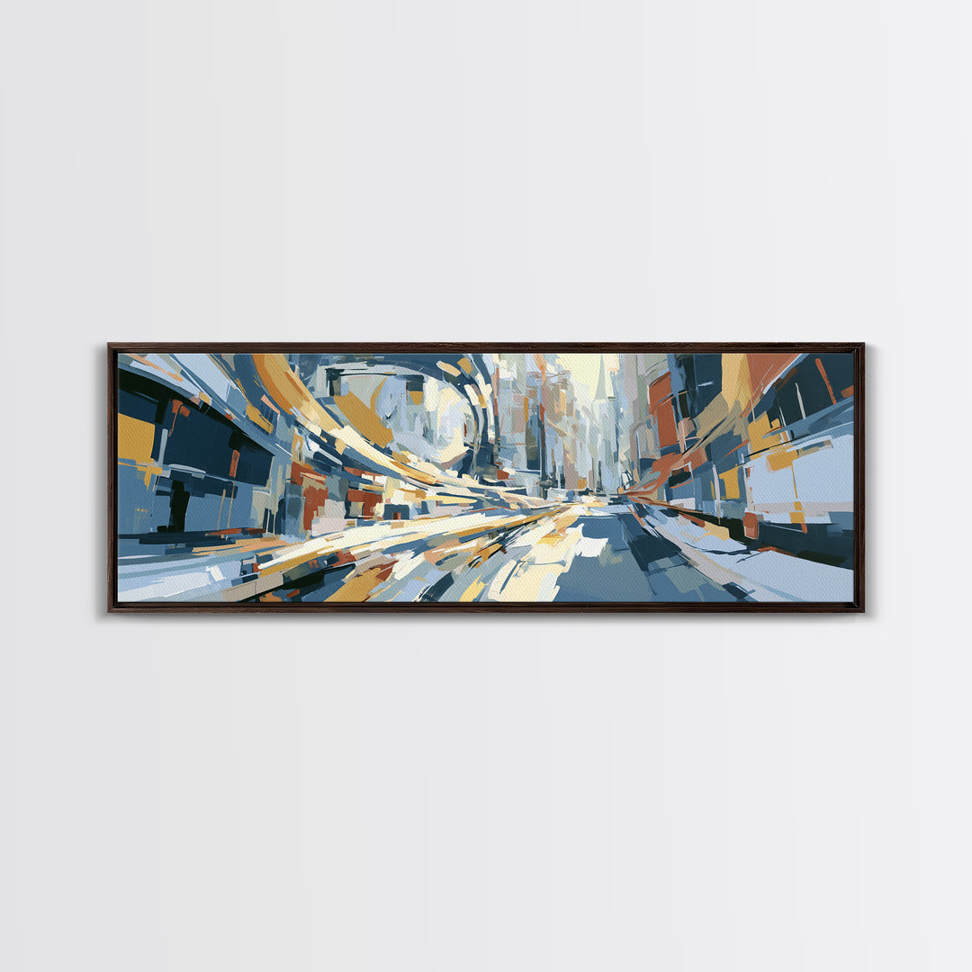 Distorted City Street Framed Canvas Print, Expressionist Art, Boho Decor, Living Room Decor, Oil Painting, Expression, EXP-3x1-89