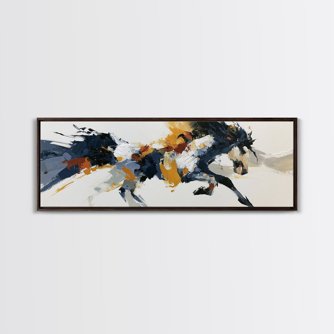Expressionist Horse in Motion with Wild Mane Canvas Print, Expressionist Art, Minimalist Wall Art, Living Room Decor, EXP-3x1-98