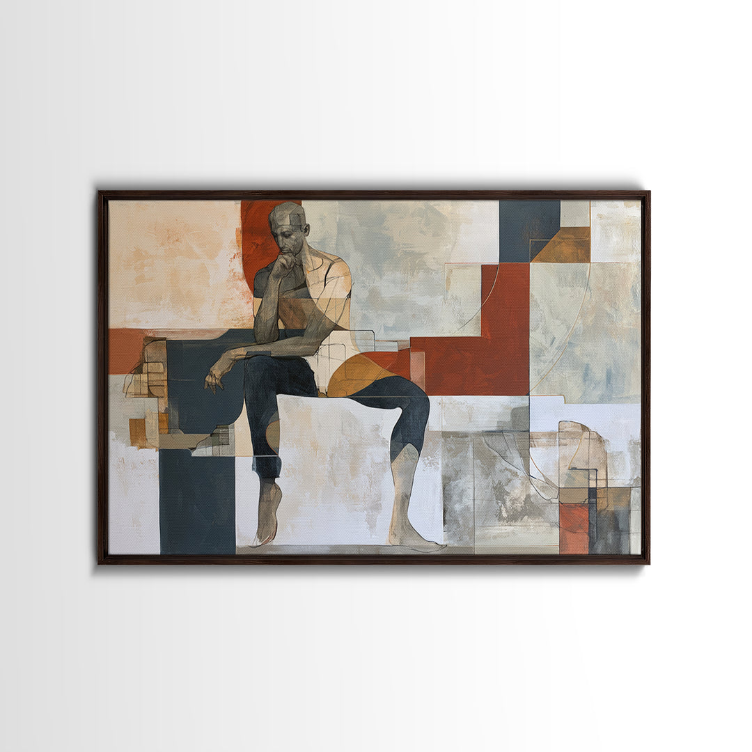 Seated Figure with Raw Gestural Outlines Canvas Print, Expressionist Art, Modern Decor, Living Room Decor, Fine Art, Expression, EXP-3x2-11