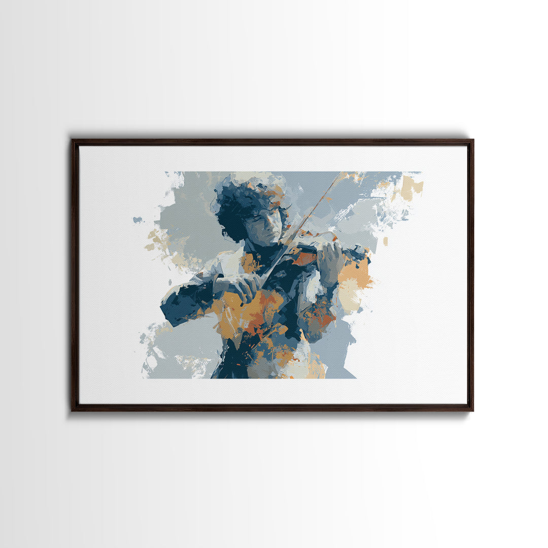 Violinist Painted in Electric Brush Marks Canvas Print, Expressionist Art, Modern Art, Living Room Decor, Fine Art, Expression, EXP-3x2-17