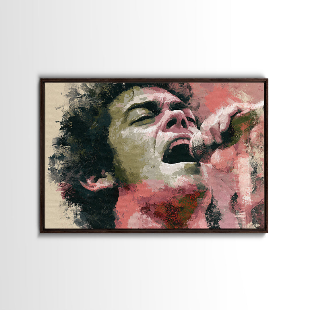 Portrait of a Singer Framed Canvas Print, Expressionist Art, Blue Wall Art, Living Room Decor, Expression, Luxury Decor, EXP-3x2-24