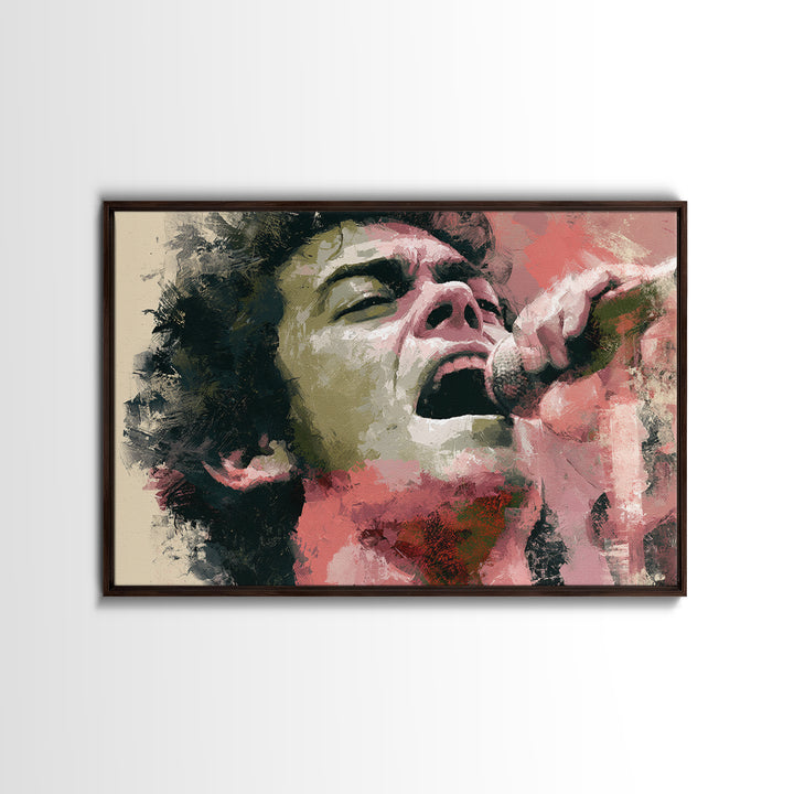 Portrait of a Singer Framed Canvas Print, Expressionist Art, Blue Wall Art, Living Room Decor, Expression, Luxury Decor, EXP-3x2-24
