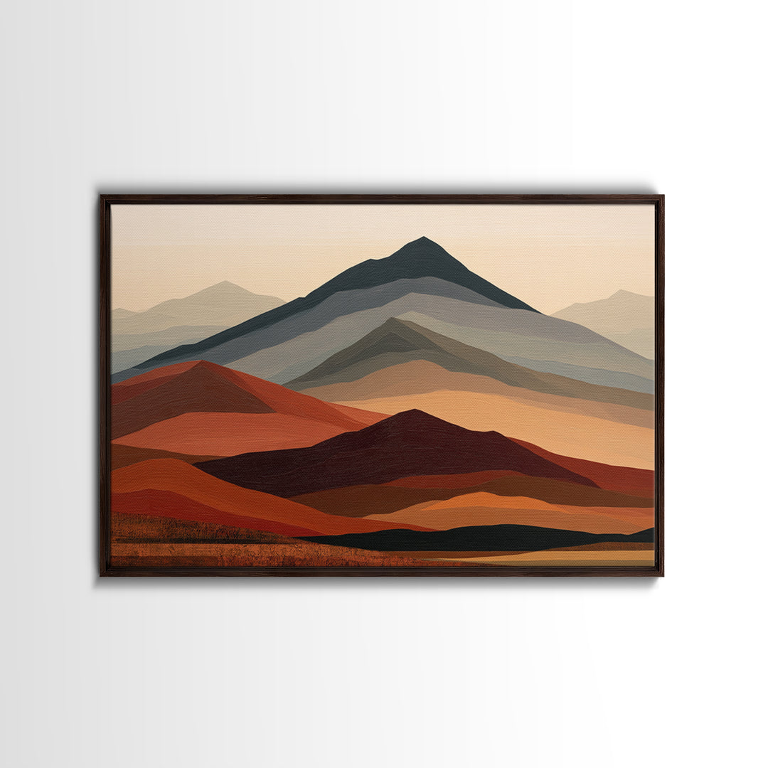 Mountain Landscape in Vibrating Color Bands Canvas Print, Expressionist Art, Moody Wall Art, Living Room Decor, Expression, EXP-3x2-25