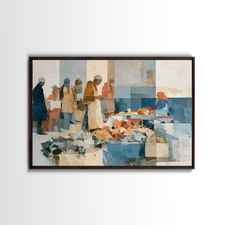 Fish Market Scene Canvas Print, Expressionist Art, Living Room Decor, Abstract Art, Expression, Downloadable Prints, EXP-3x2-26