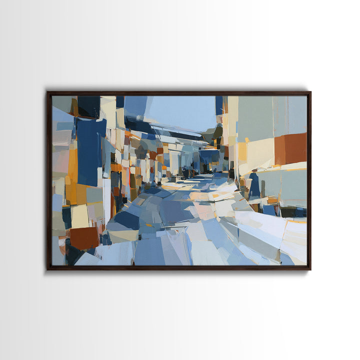 Distorted City Street Framed Canvas Print, Expressionist Art, Room Decor, Living Room Decor, Fine Art, Expression, EXP-3x2-77