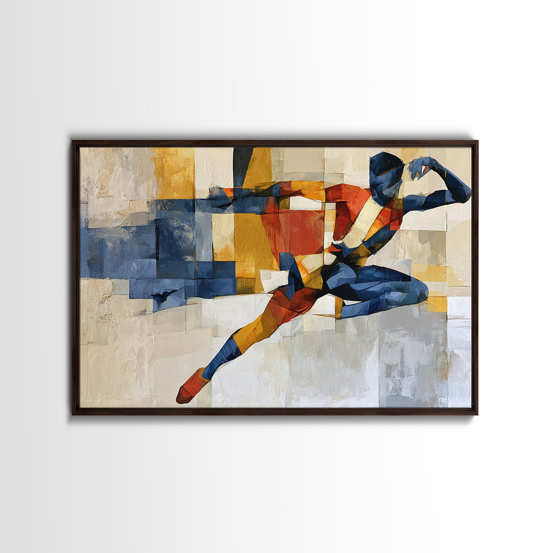 Dancer Figure Fractured into Vibrant Movement Canvas Print, Expressionist Art, Home Decor, Living Room Decor, Expression, EXP-3x2-80