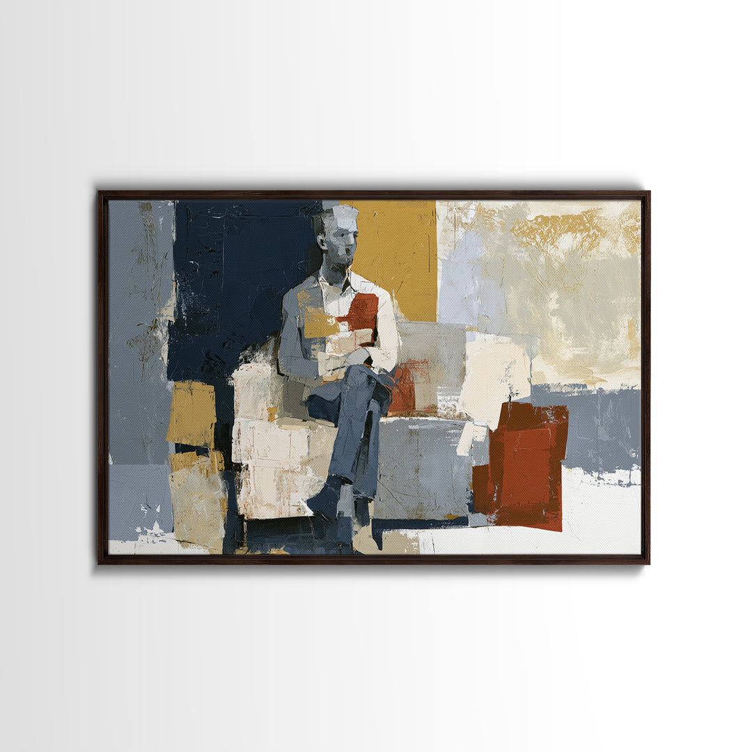 Seated Figure with Raw Gestural Outlines Canvas Print, Expressionist Art, Abstract Art, Living Room Decor, Fine Art, Expression, EXP-3x2-83