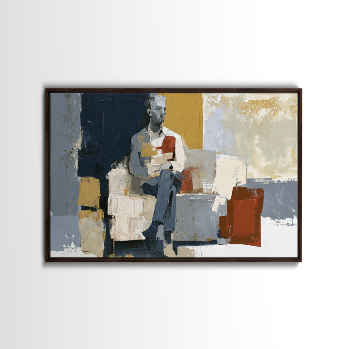 Seated Figure with Raw Gestural Outlines Canvas Print, Expressionist Art, Abstract Art, Living Room Decor, Fine Art, Expression, EXP-3x2-83