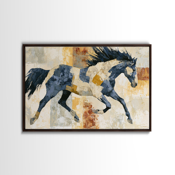 Expressionist Horse in Motion with Wild Mane Framed Canvas Print, Expressionist Art, Modern Art, Living Room Decor, Expression, EXP-3x2-86