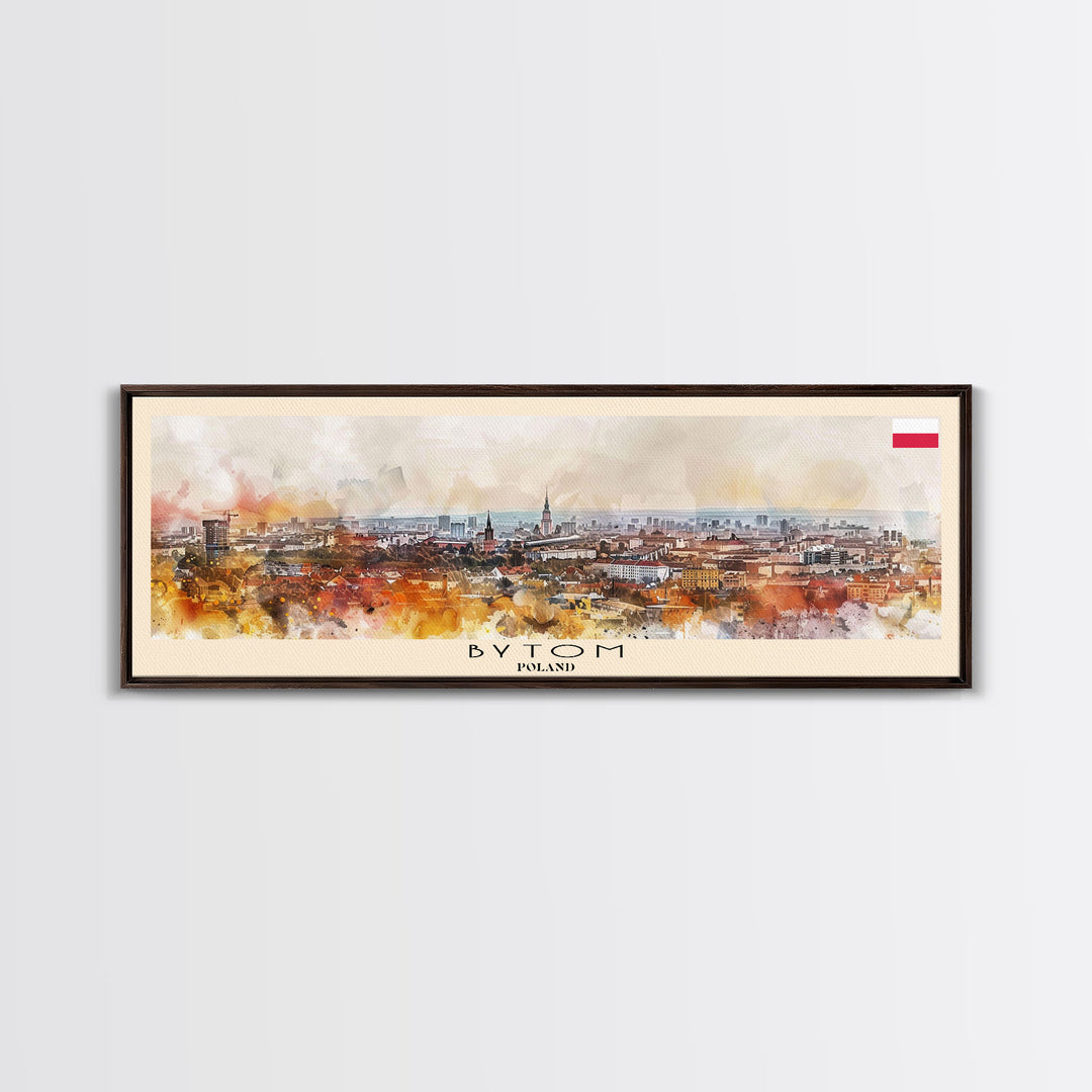 Bytom Poland Panoramic Travel Poster, Framed Canvas Print or Metal Wall Art, Travel Art, Home Decor, Panoramic Painting, Midcentury Art